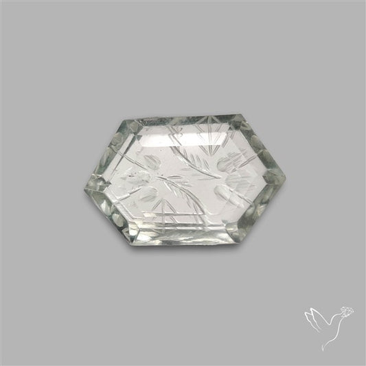 Prasiolite Reverse Intaglio Floral Carving
