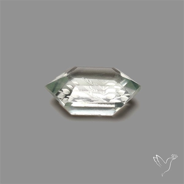 Prasiolite Reverse Intaglio Floral Carving