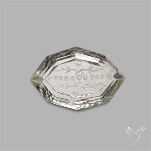 Prasiolite Reverse Intaglio Floral Carving