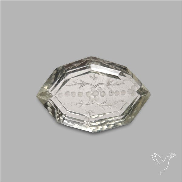 Prasiolite Reverse Intaglio Floral Carving
