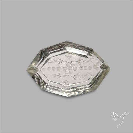 Prasiolite Reverse Intaglio Floral Carving