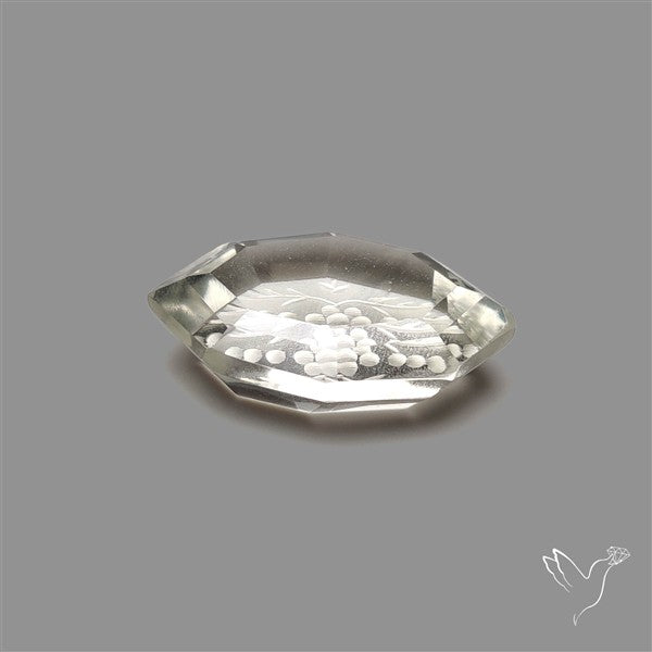 Prasiolite Reverse Intaglio Floral Carving