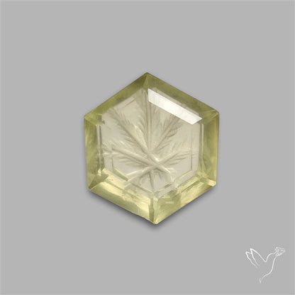 Lemon Quartz Reverse Intaglio Leaf Carving