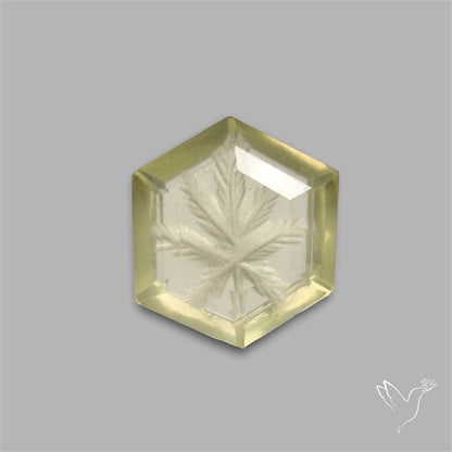 Lemon Quartz Reverse Intaglio Leaf Carving