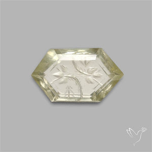 Lemon Quartz Reverse Intaglio Floral Carving