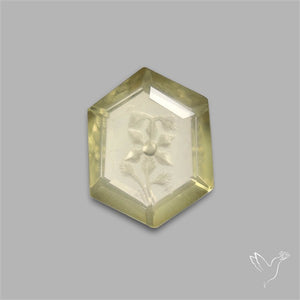 Lemon Quartz Reverse Intaglio Floral Carving