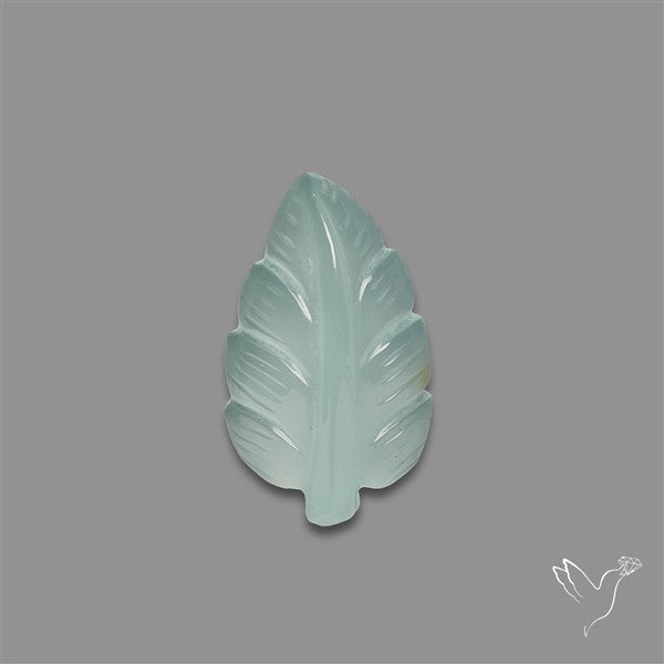 Aqua Chalcedony Leaf Carving
