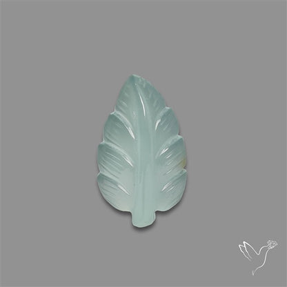 Aqua Chalcedony Leaf Carving