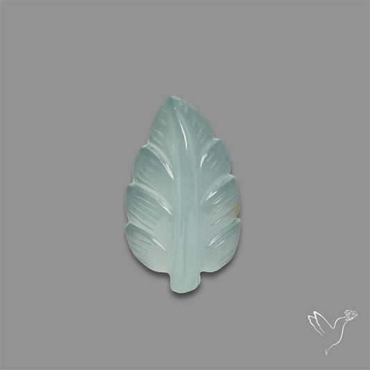 Aqua Chalcedony Leaf Carving