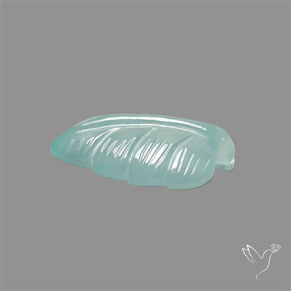 Aqua Chalcedony Leaf Carving