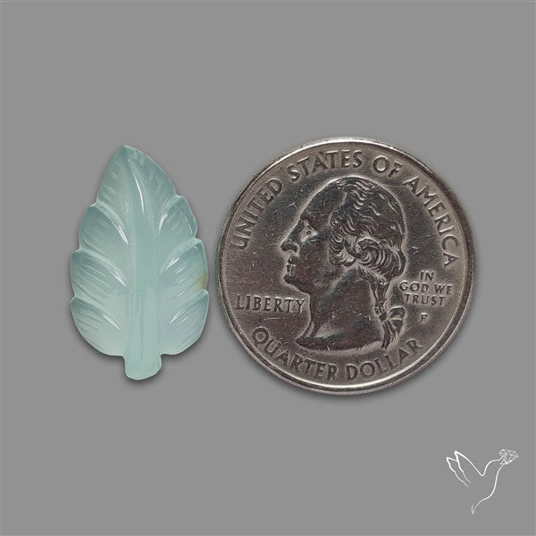 Aqua Chalcedony Leaf Carving