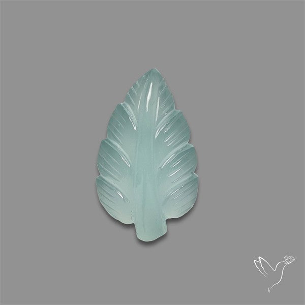 Aqua Chalcedony Leaf Carving