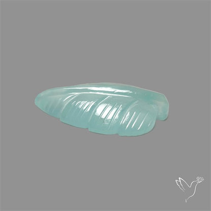 Aqua Chalcedony Leaf Carving