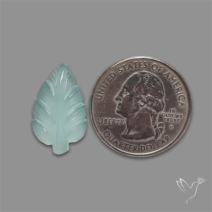Aqua Chalcedony Leaf Carving