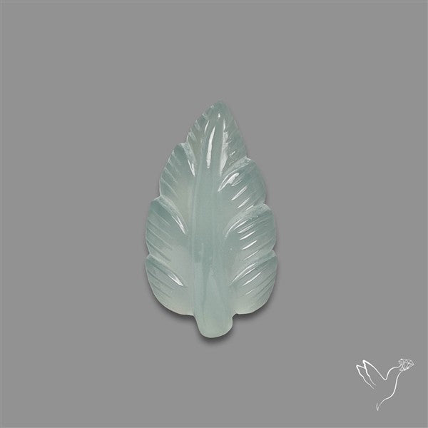 Aqua Chalcedony Leaf Carving
