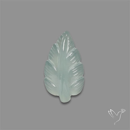 Aqua Chalcedony Leaf Carving