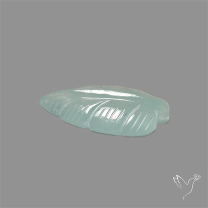 Aqua Chalcedony Leaf Carving