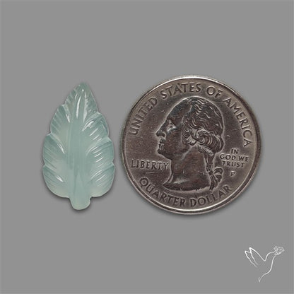 Aqua Chalcedony Leaf Carving