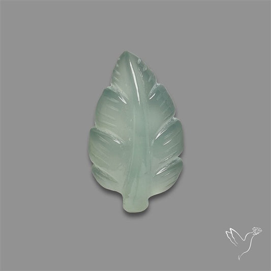 Aqua Chalcedony Leaf Carving