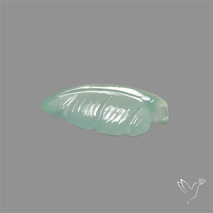 Aqua Chalcedony Leaf Carving