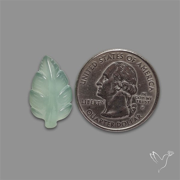Aqua Chalcedony Leaf Carving