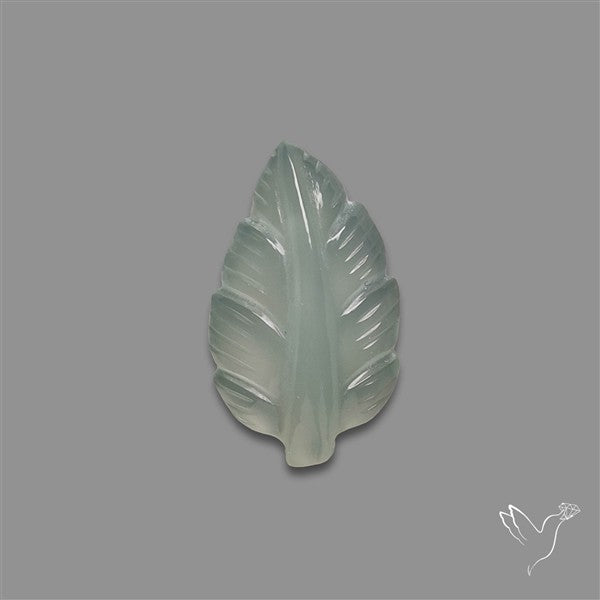 Aqua Chalcedony Leaf Carving