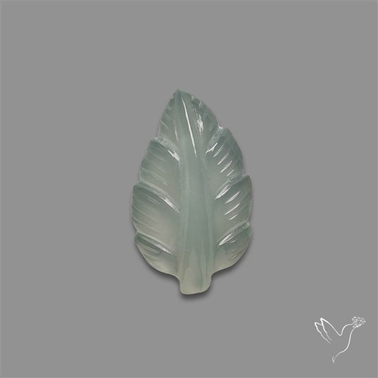 Aqua Chalcedony Leaf Carving