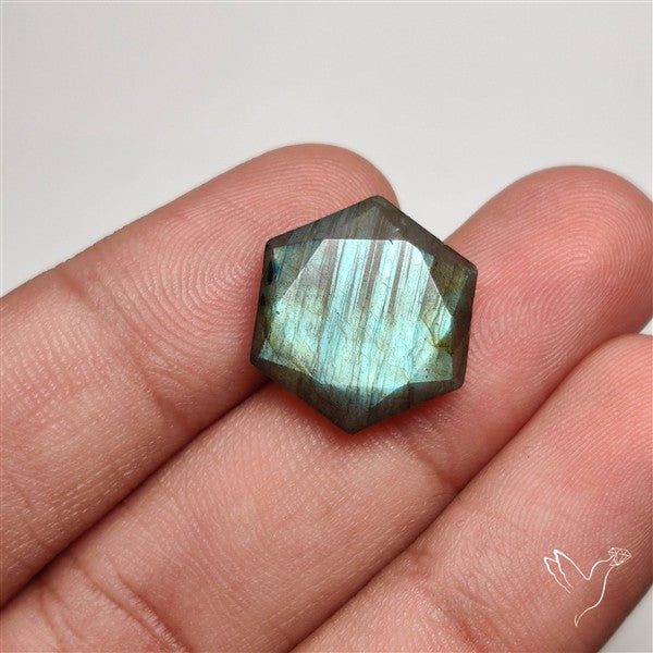 Hexagon Star Cut Labradorite Sea Green Sheen