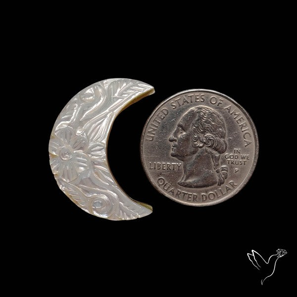 Mother Of Pearl Mughal Carving Crescent