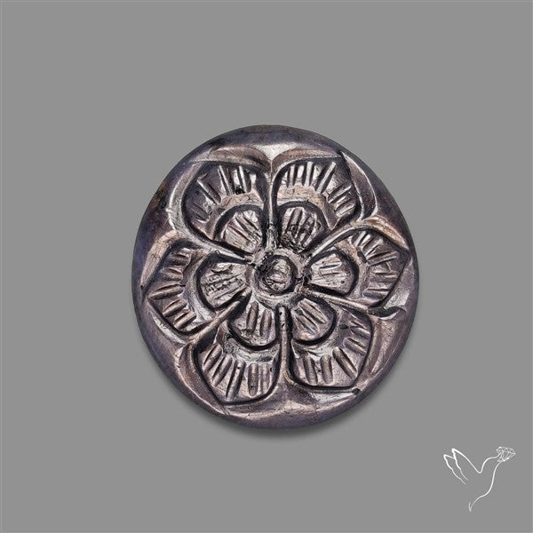 Black Cherry Star Ruby Mughal Carving (Handcarved)