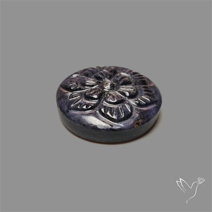 Black Cherry Star Ruby Mughal Carving (Handcarved)