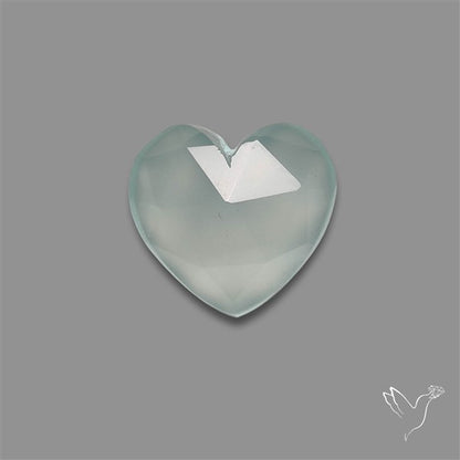 Rose Cut Aqua Chalcedony Heart
