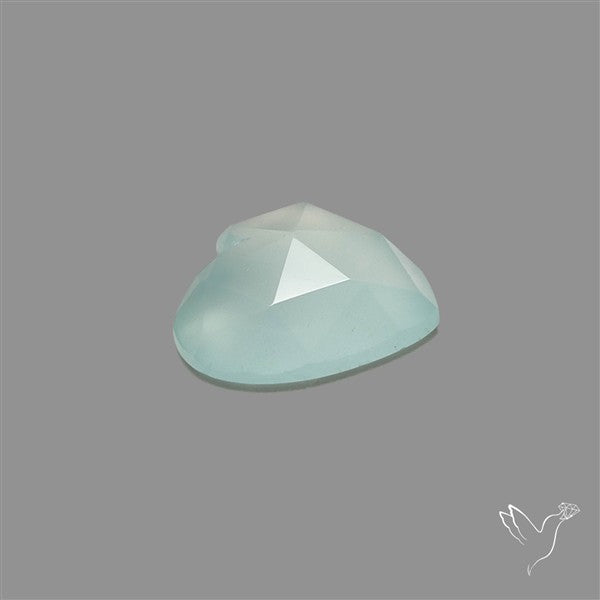 Rose Cut Aqua Chalcedony Heart