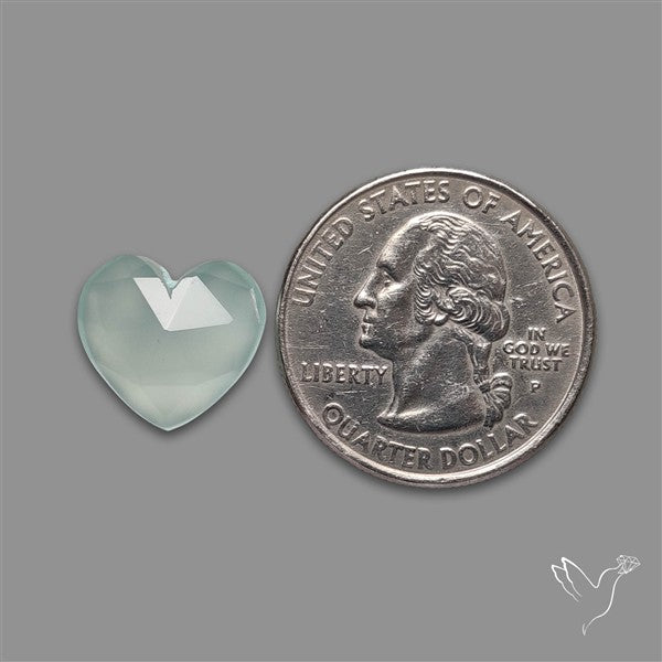 Rose Cut Aqua Chalcedony Heart