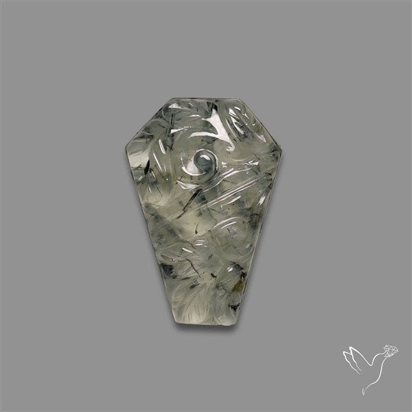 Black Tourmalinated Prehnite Coffin With Mughal Carving