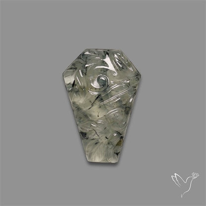 Black Tourmalinated Prehnite Coffin With Mughal Carving