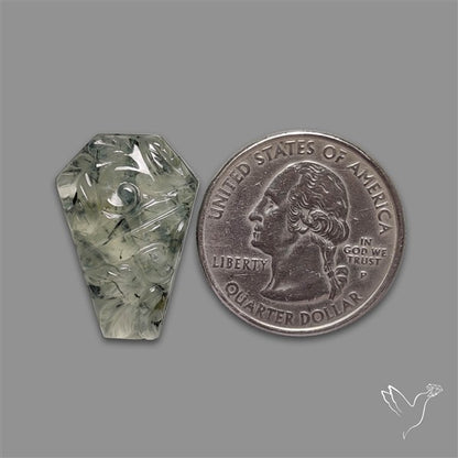 Black Tourmalinated Prehnite Coffin With Mughal Carving