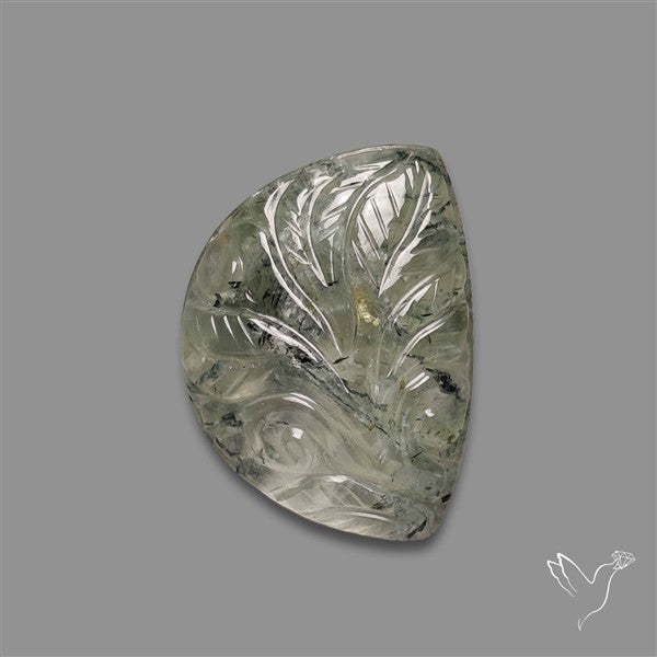 Black Tourmalinated Prehnite Mughal Carving