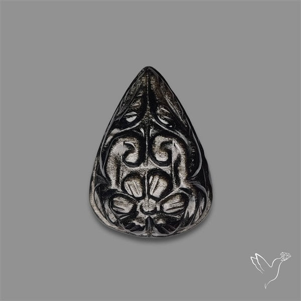 Silversheen Obsidian Mughal Carving