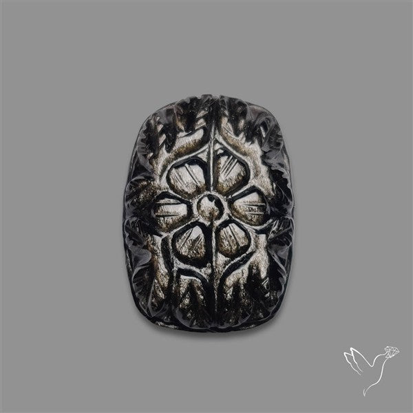 Silversheen Obsidian Mughal Carving