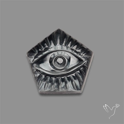 Hematite And Quartz Doublet Evil Eye Carving