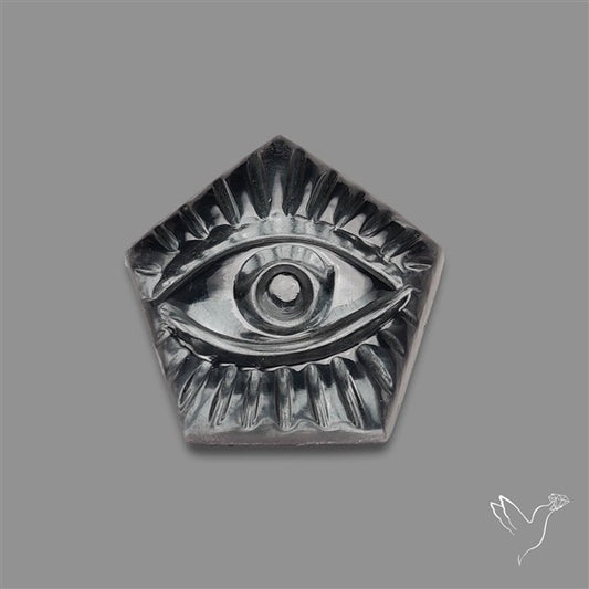 Hematite And Quartz Doublet Evil Eye Carving