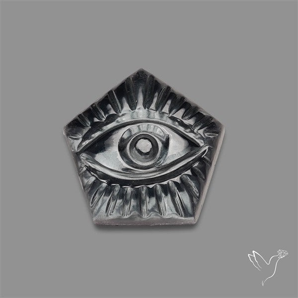 Hematite And Quartz Doublet Evil Eye Carving