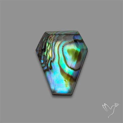 Step Cut Himalayan Quartz With Abalone Shell Coffin Doublet