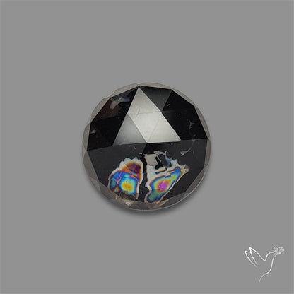 Rose Cut Iris Quartz and Onyx Doublet