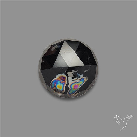 Rose Cut Iris Quartz and Onyx Doublet