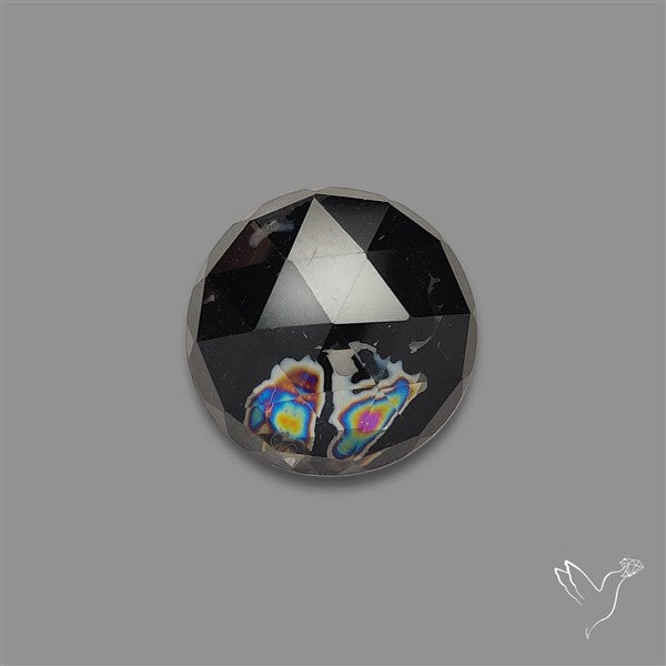 Rose Cut Iris Quartz and Onyx Doublet