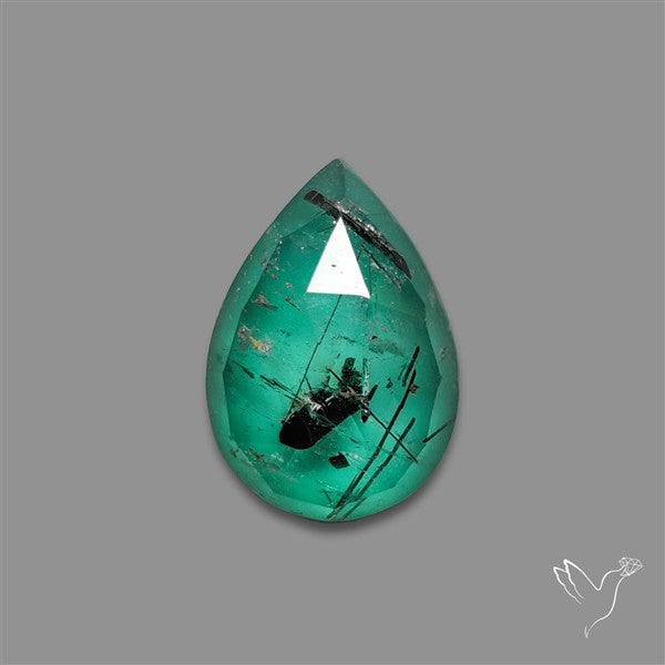 Black Tourmalinated Quartz Chrome Chalcedony Doublet Rose Cut
