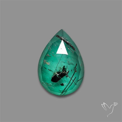 Black Tourmalinated Quartz Chrome Chalcedony Doublet Rose Cut