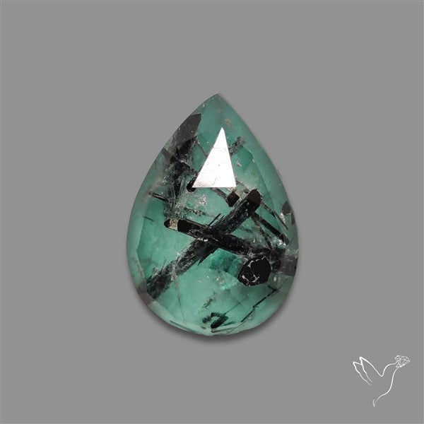 Black Tourmalinated Quartz Chrome Chalcedony Doublet Rose Cut